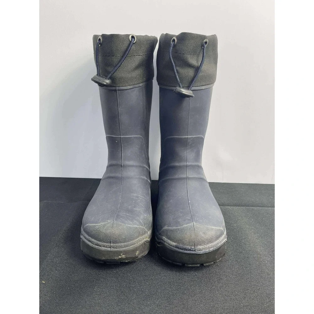 Kids Blue Rubber Rain Boots with Drawstring Cuff‎ Size 11
